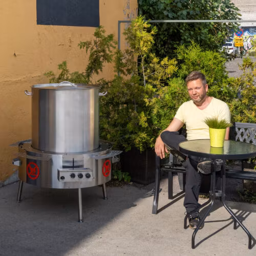 Soppstation med gasolbrännare 160 L grillsymbol