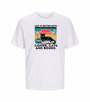 T-shirt  Unisex - Life is better with coffe cats and books