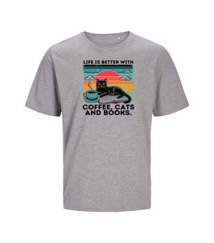 T-shirt  Unisex - Life is better with coffe cats and books