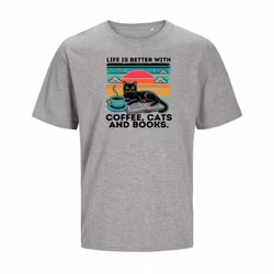 T-shirt  Unisex - Life is better with coffe cats and books