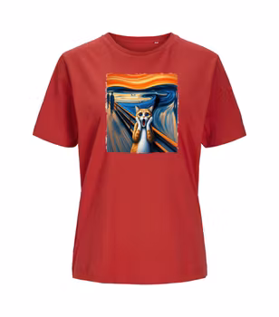 T-shirt  Dam - Edvard Munch Scream Cat