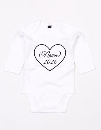 Långärmad Body Med Valfritt Namn & År Med Hjärta