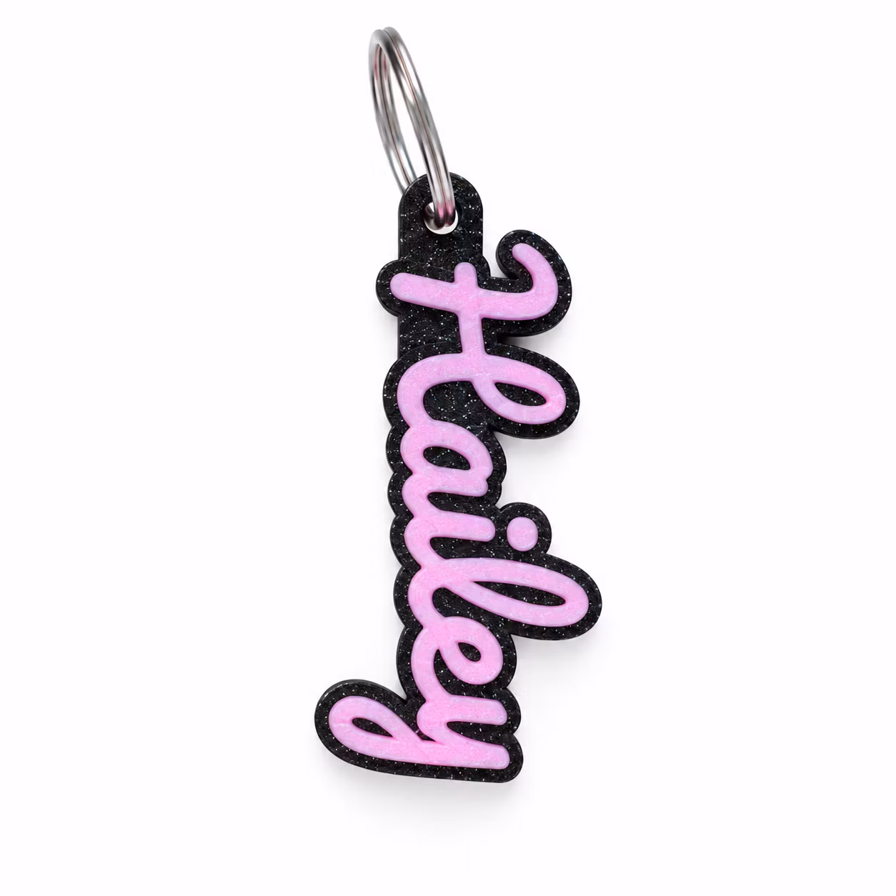 Personlig 3D-printad nyckelring med namn