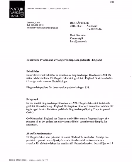 Goodnature a24 proffsfälla mot mus / rått. Ord 5490 slutsåld