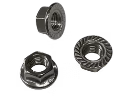 FlÀnsmutter med rÀfflor A4 DIN 6923