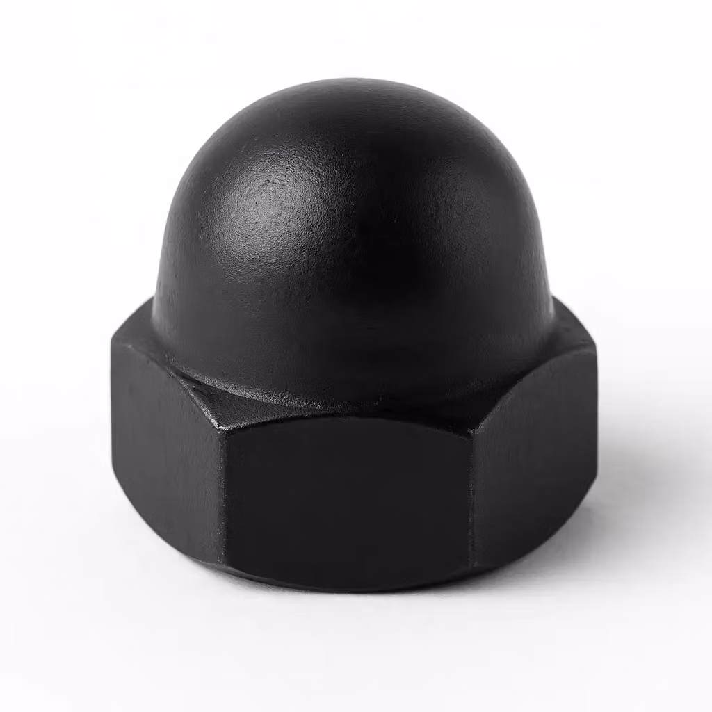 Kupolmutter rostfri svart A4 DIN 1587