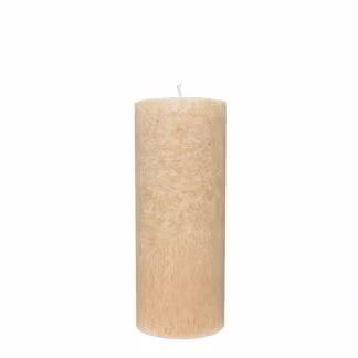 blockljus handgjutet svenskt 100% stearin cappuccino spetsmönster 6x15