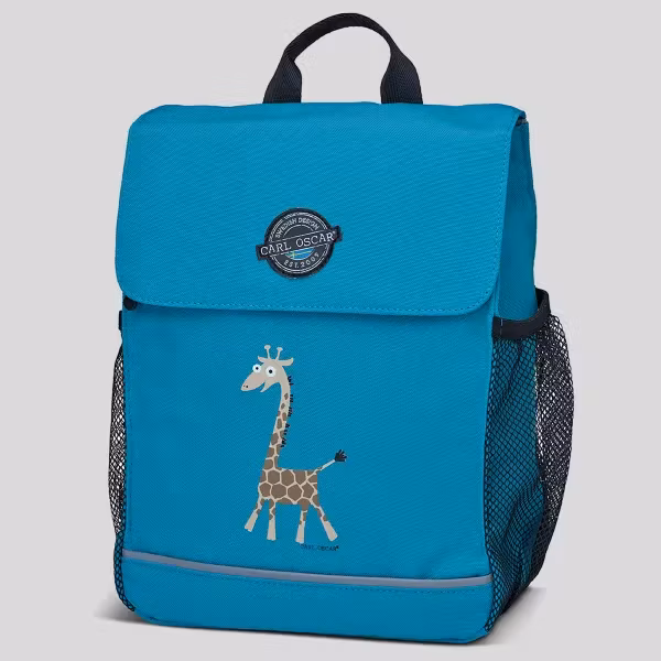 Turkos ryggsäck till barn med motiv giraff från Carl Oscar