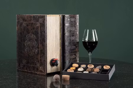 Vinbox / Boklåda i läderlook