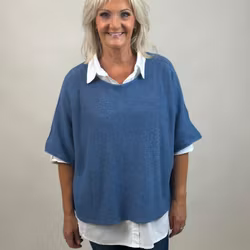 Ponchotröja jeansblå
