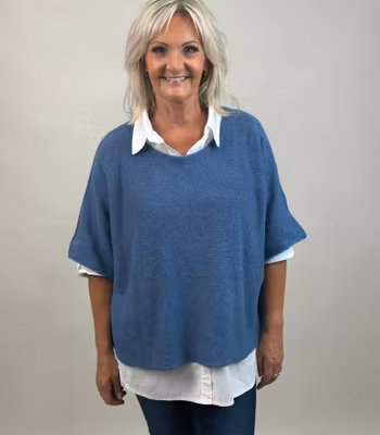 Ponchotröja jeansblå