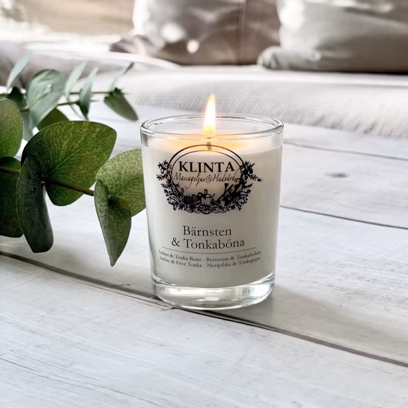 klinta doftljus vegetabiliskt bärnsten tonkaböna massageljus