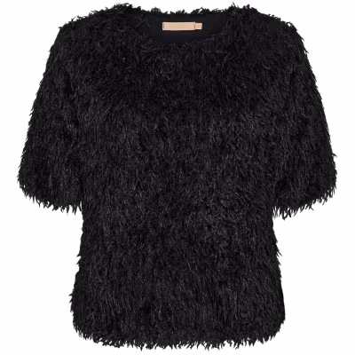 mjuk fluffig svart topp