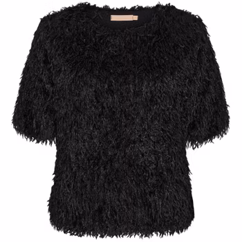 Mjuk, fluffig topp i svart