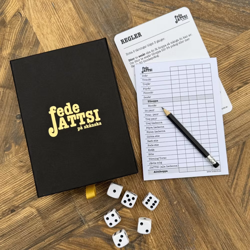 fedejattsi Yatzi på skånska turning torso jävla mög böle spel täningsspel tärning