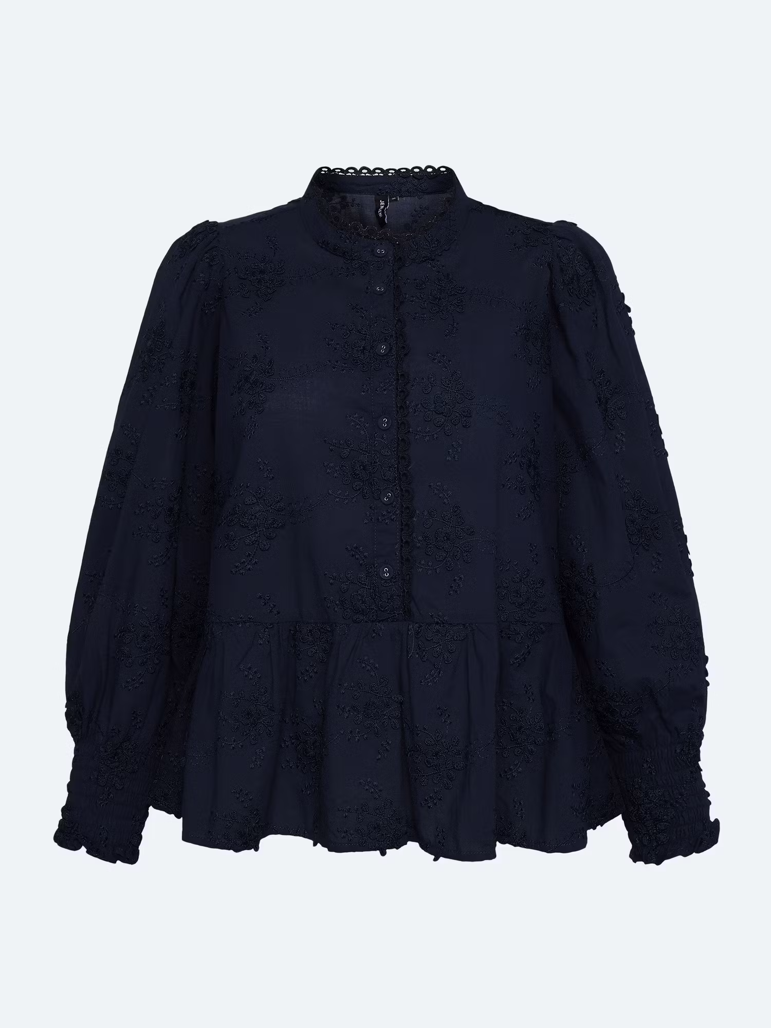Blus med fina detaljer, marinblå