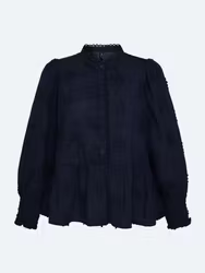 Blus med fina detaljer, marinblå
