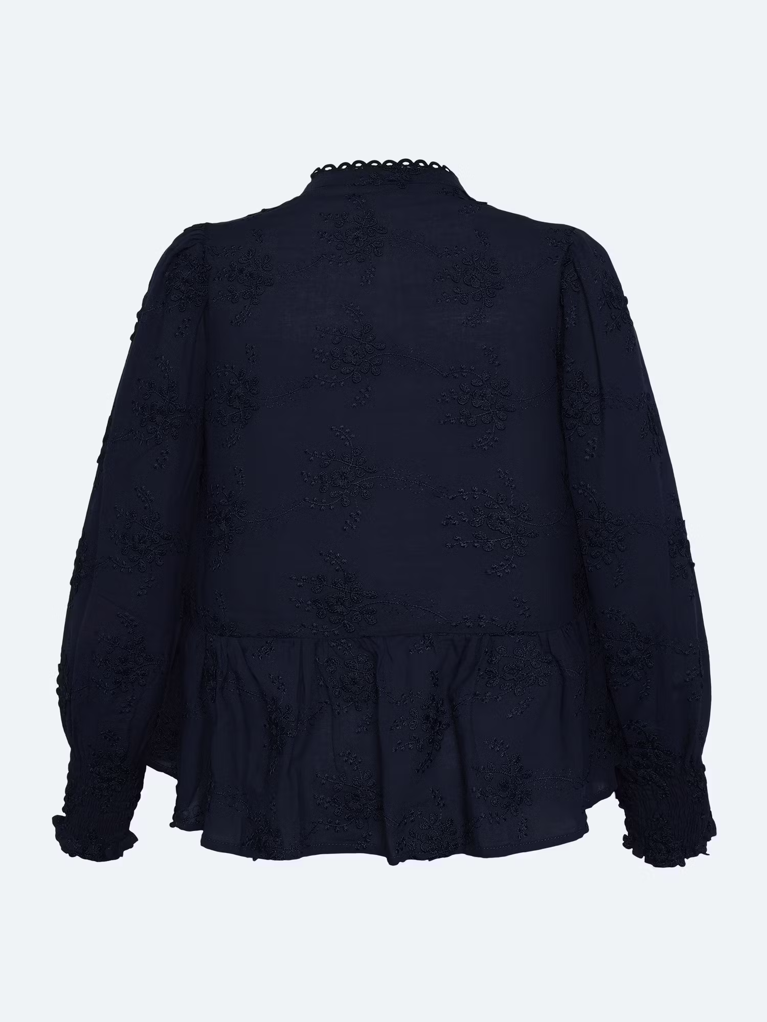 Blus med fina detaljer, marinblå