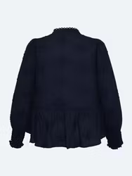 Blus med fina detaljer, marinblå