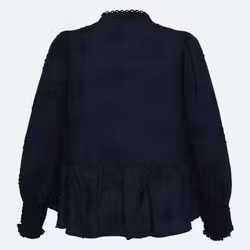 Blus med fina detaljer, marinblå