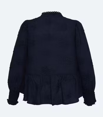 Blus med fina detaljer, marinblå