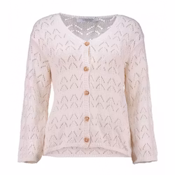 Stickad kofta benvit