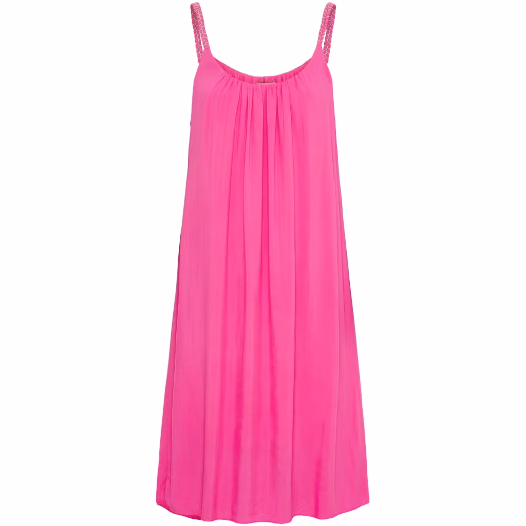 sommarklänning smala axelband cerise viscose silvertrådar