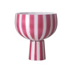 Skål på fot rosa/vit