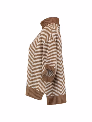 Stickad tröja / ponchotröja - taupe/offwhite