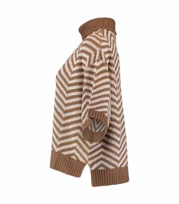 Stickad tröja / ponchotröja - taupe/offwhite
