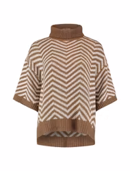 Stickad tröja / ponchotröja - taupe/offwhite