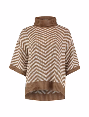 Stickad tröja / ponchotröja - taupe/offwhite