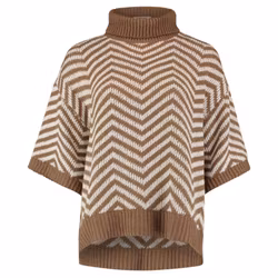 Stickad tröja / ponchotröja - taupe/offwhite