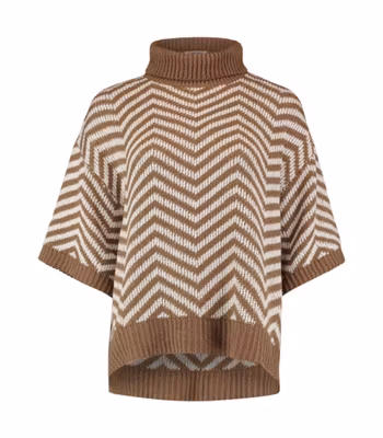 Stickad tröja / ponchotröja - taupe/offwhite