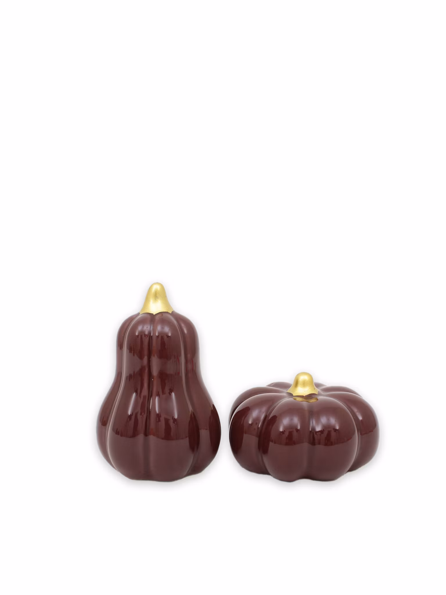 pumpa glaserad keramik aubergine guldstjälk