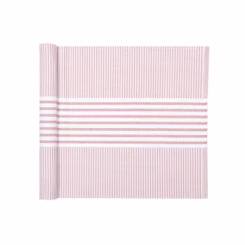 Löpare 33x120 cm - rosa/vit