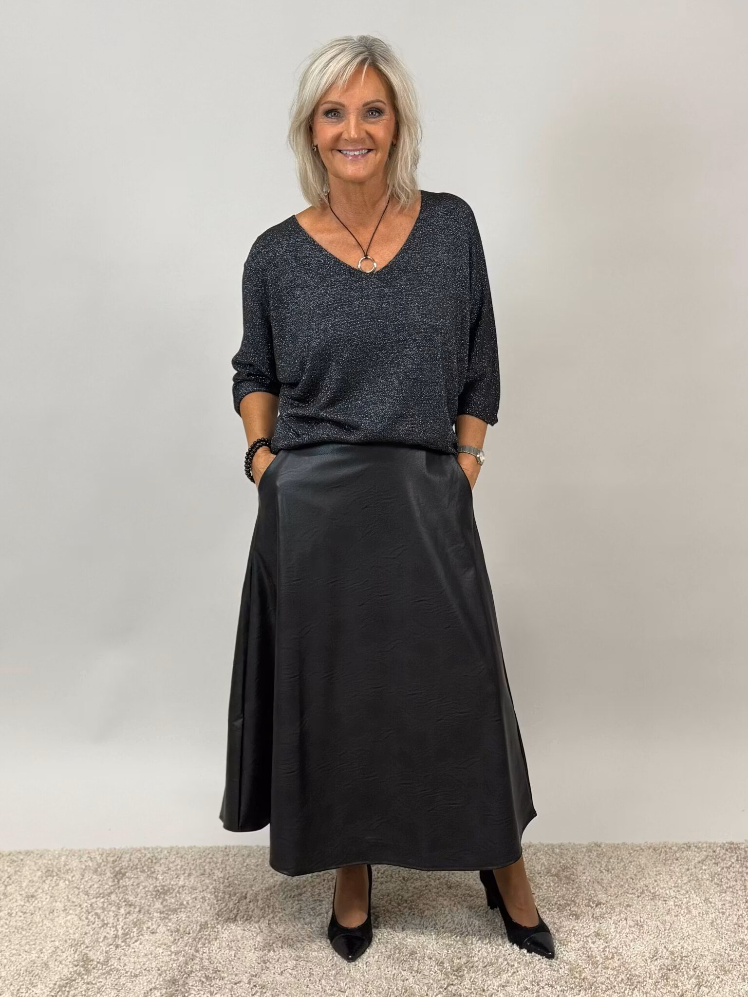 Glittrig topp - svart