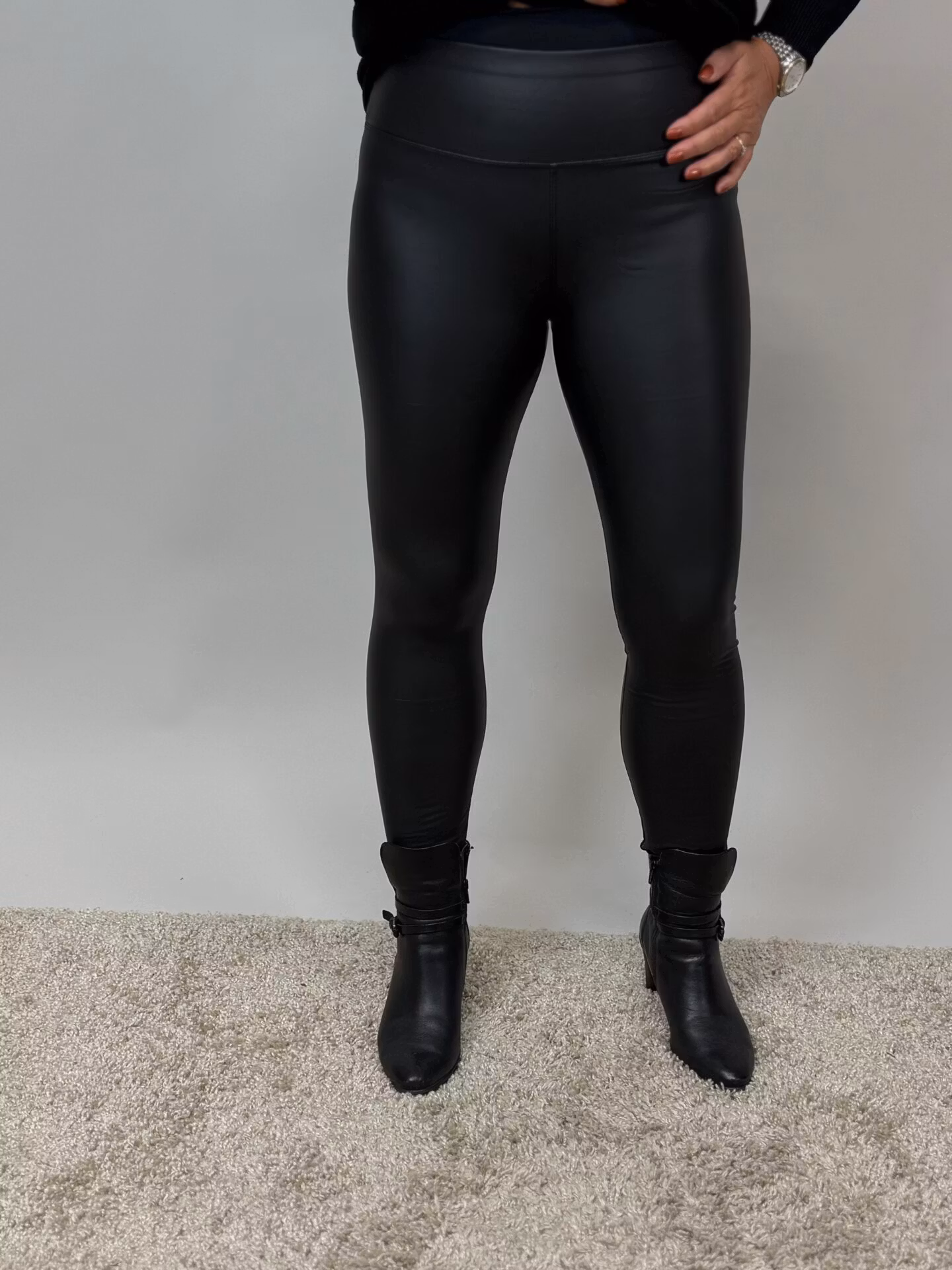 Fodrad vaxade leggings - svart