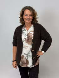 Stickad kofta - Brun