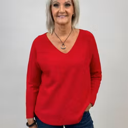 Omtyckt stickad tröja - röd