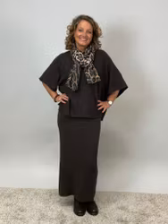 Stickad kjol - mörkbrun