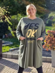 Sweatshirtklänning plussize - armegrön