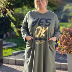 Sweatshirtklänning plussize - armegrön