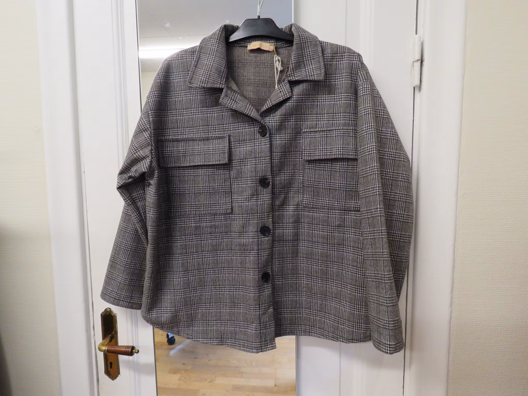 Rutig jacka/kavaj - brun/benvit