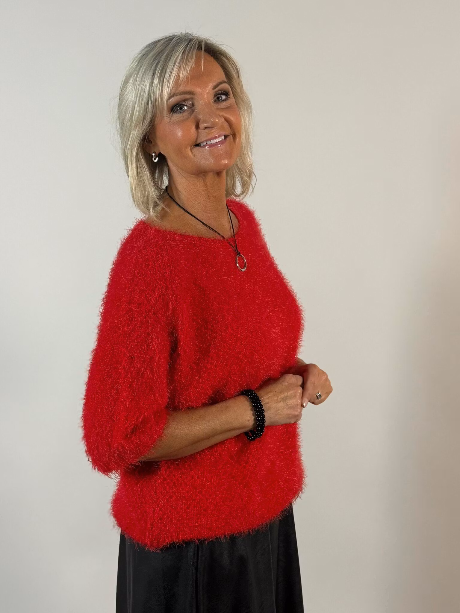 "Lurvig" tröja - röd