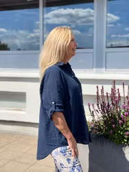 Blus m linnelook - marinblå