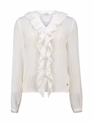 Blus med volang - vit