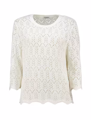 Hålmönstrad tröja - vit