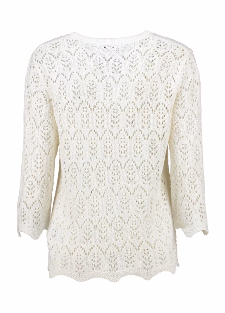 Hålmönstrad tröja - vit