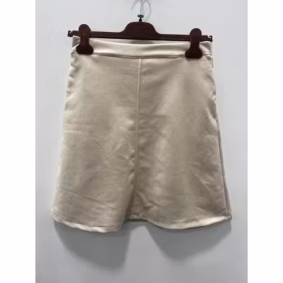 kort kjol beige alcantara fuskmocka sidfickor resår bak